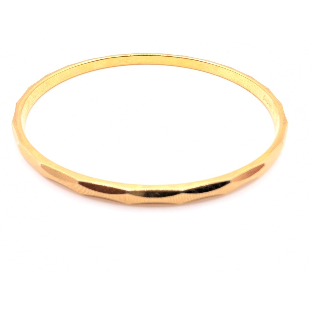 Monet Gold Tone Faceted Bangle Bracelet Signed Vintage Costume Jewelry